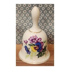 Vintage Porcelain Floral Pansy Bell ~ 4.5in